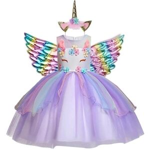 "Pastel Unicorn Princess Dress With Accessories"